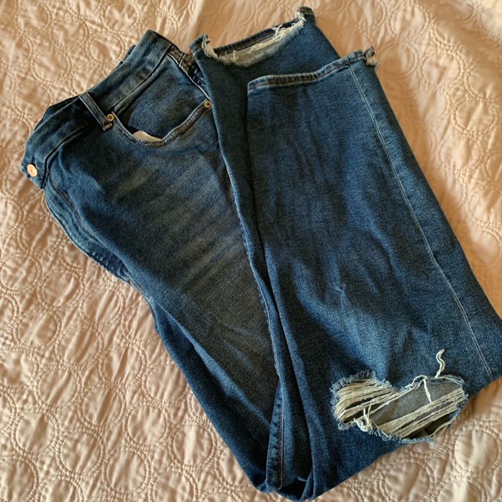 American Eagle Ripped Curvy Mom Jean Dark Was Like New Size 20 Long